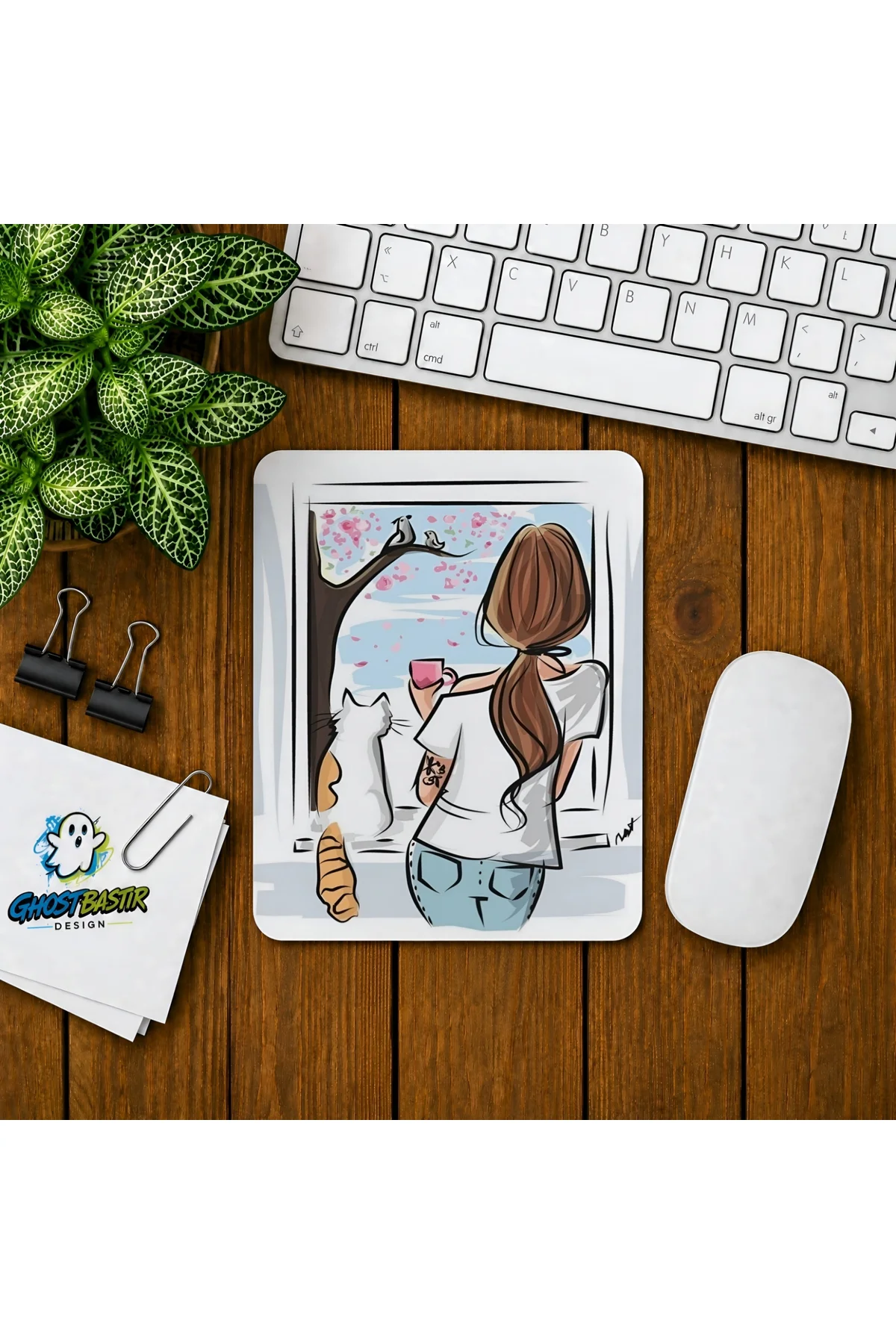 Camdaki Kız Baskılı Oyuncu Mousepad 048