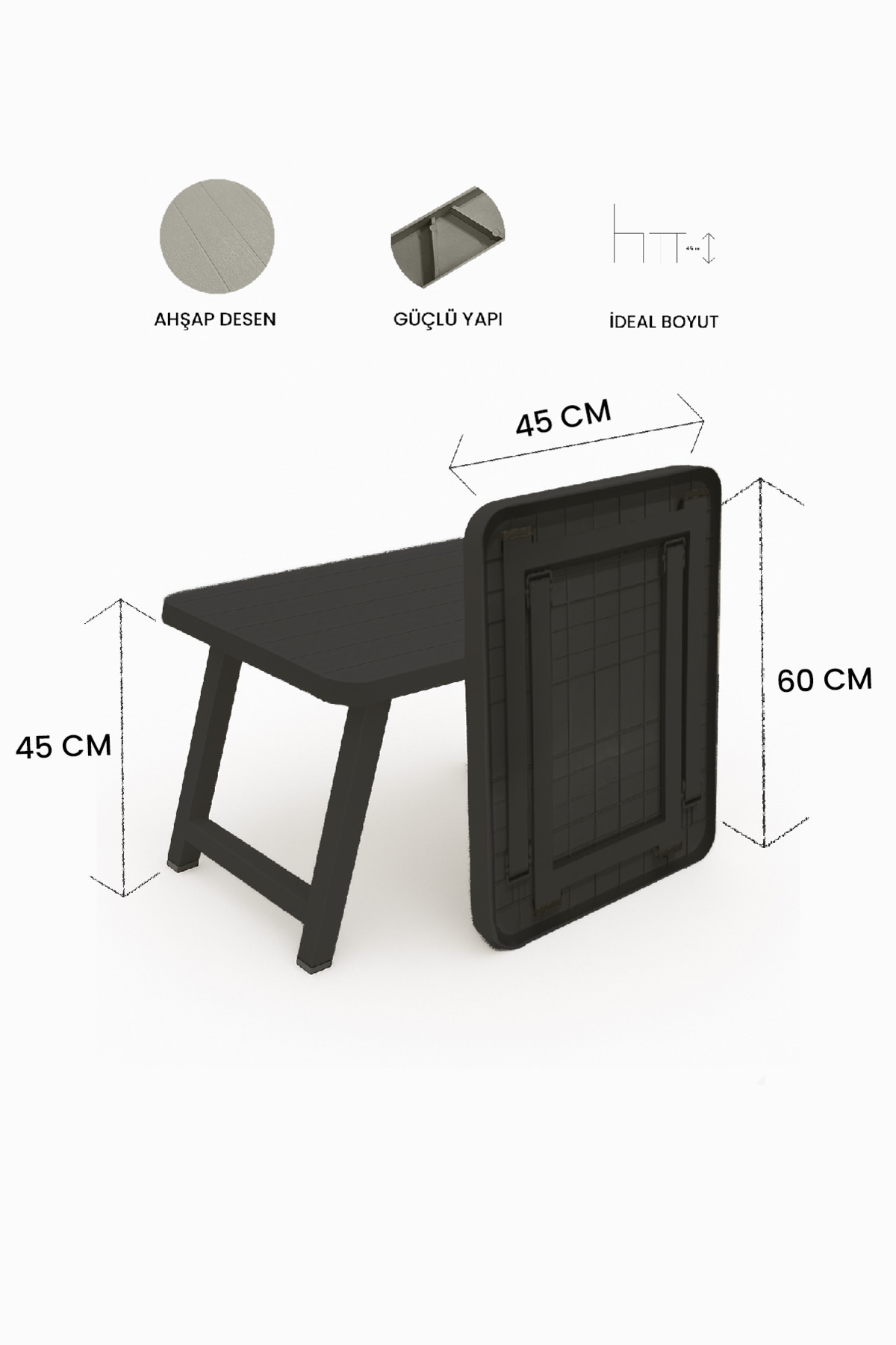 Mutfaksultani Campmate Orta Boy Siyah 40*50 Katlanabilir Suya Dayanıklı Kompakt