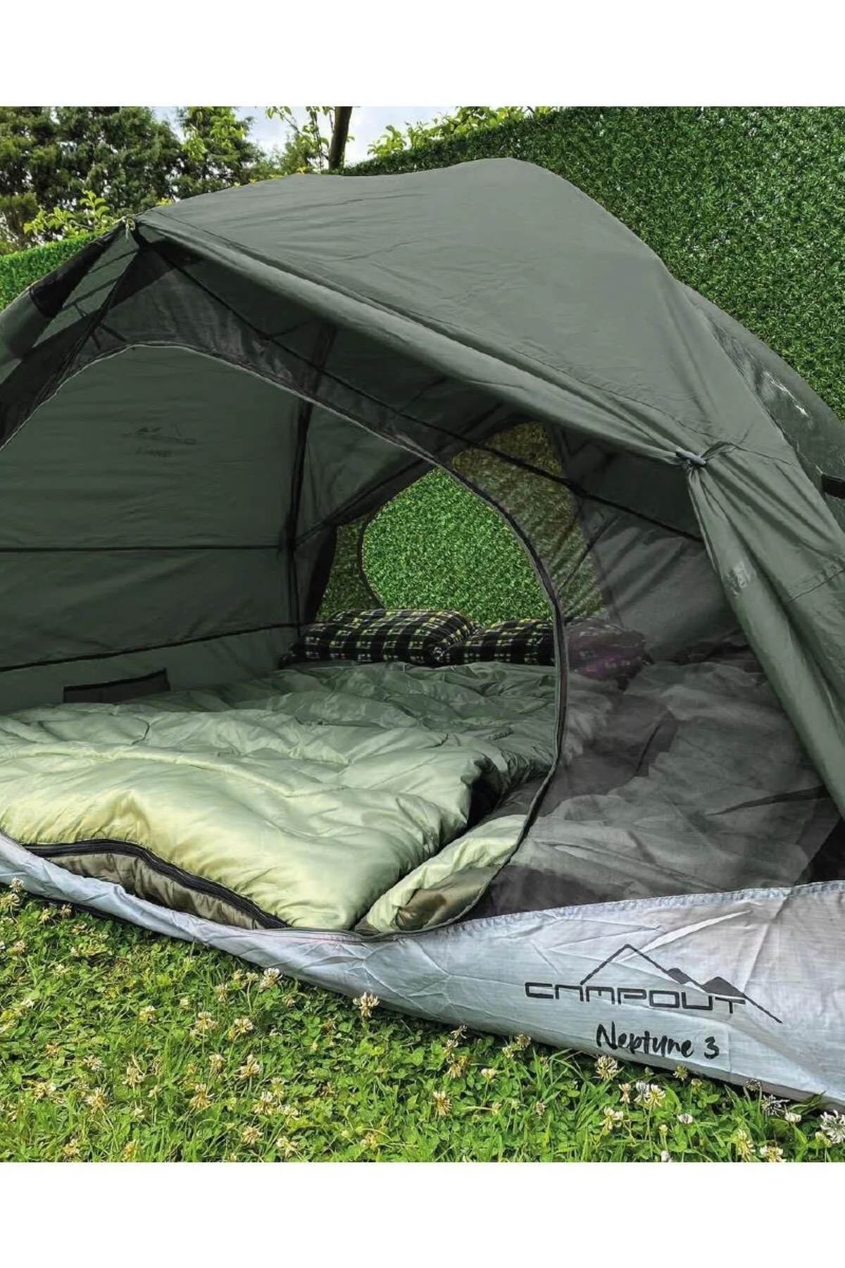 Campout Neptune-3 Çift Katmanlı 4 Kişilik Haki Renk Kamp Çadırı