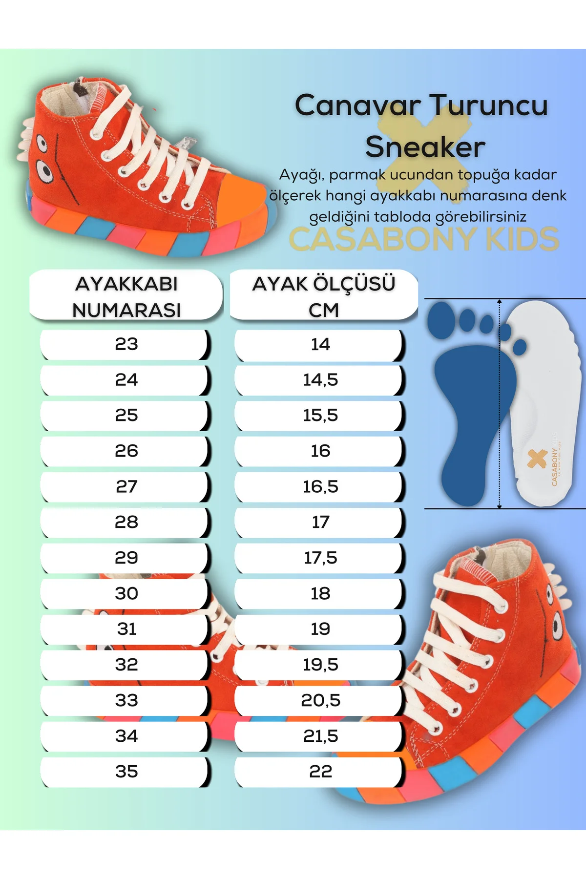 Canavar Turuncu Süet Erkek Çocuk Sneakers