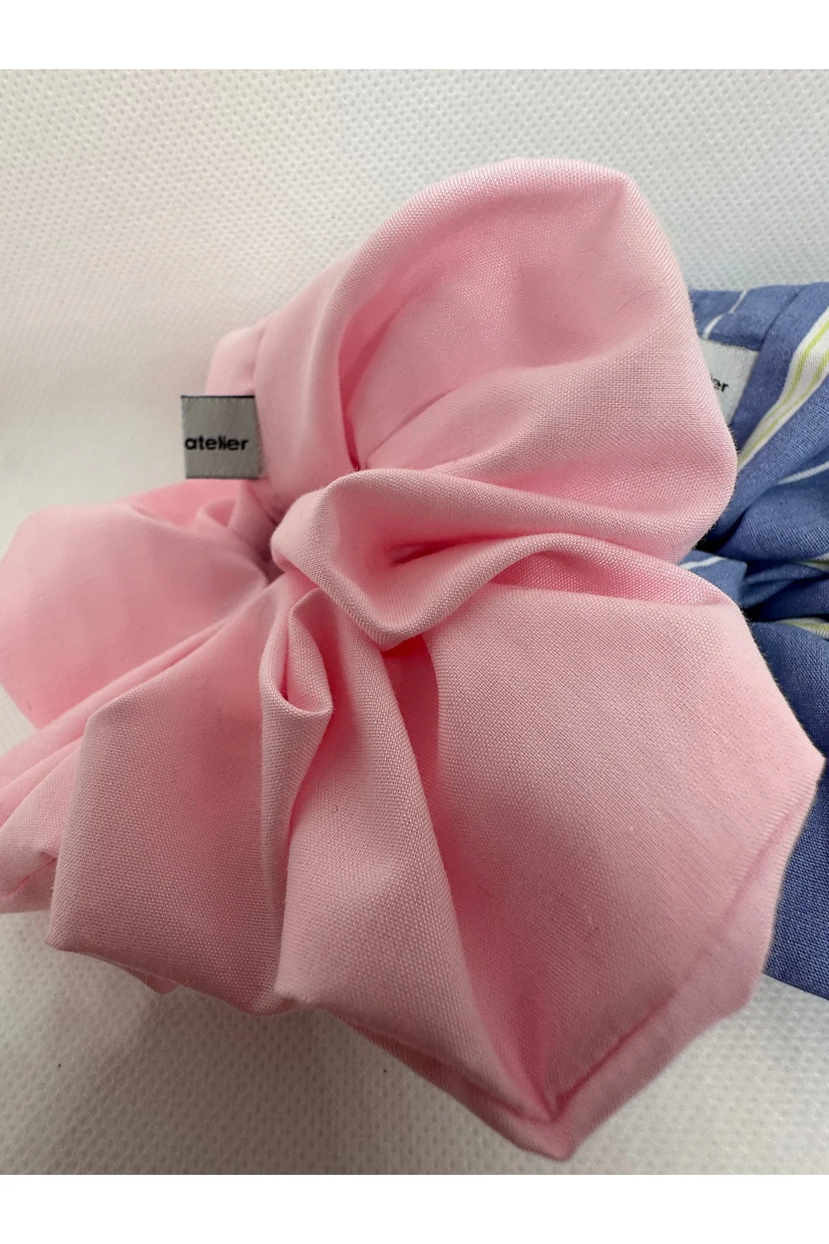 Candy Cotton & Çizgili İndigo Scrunchie Set 2 Lİ