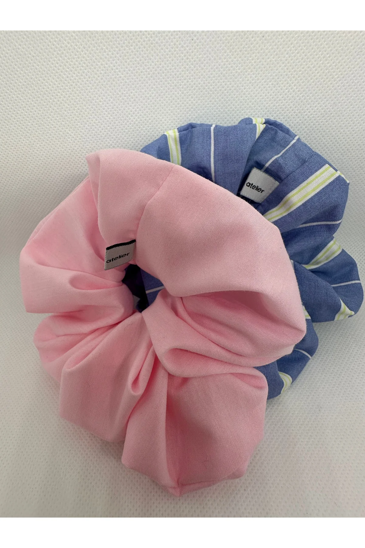 Candy Cotton & Çizgili İndigo Scrunchie Set 2 Lİ