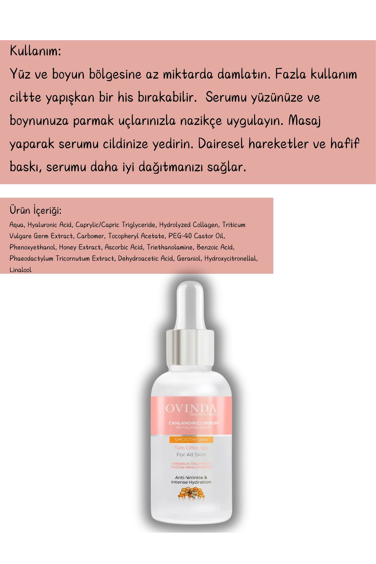 Ovinda Canlandirici Serum 30 Ml Anti-Wrinkle & İntense Hydration