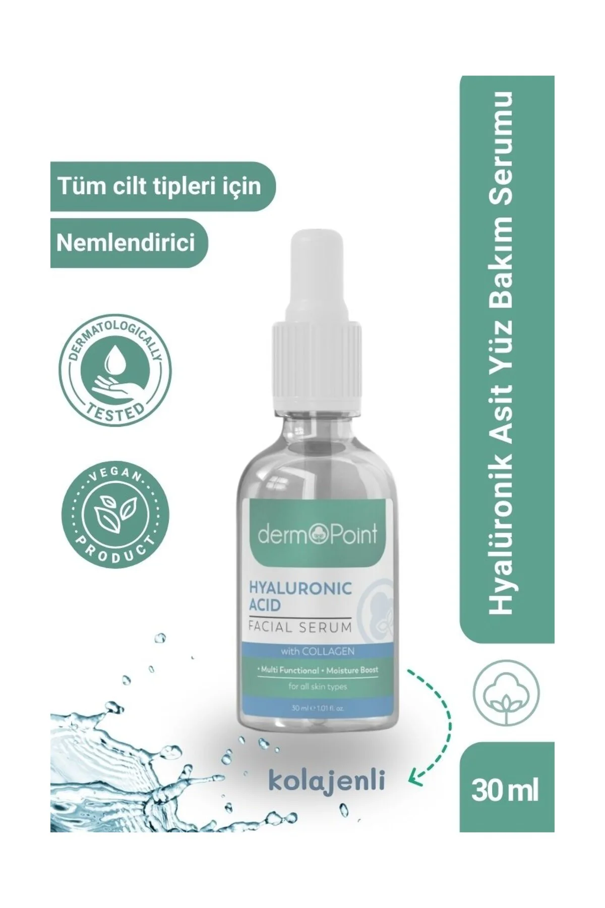 Canlandırıcı ve Aydınlatıcı Nem Bombası Kolajen + Hyalüronik Asit Cilt Serumu 30 ml