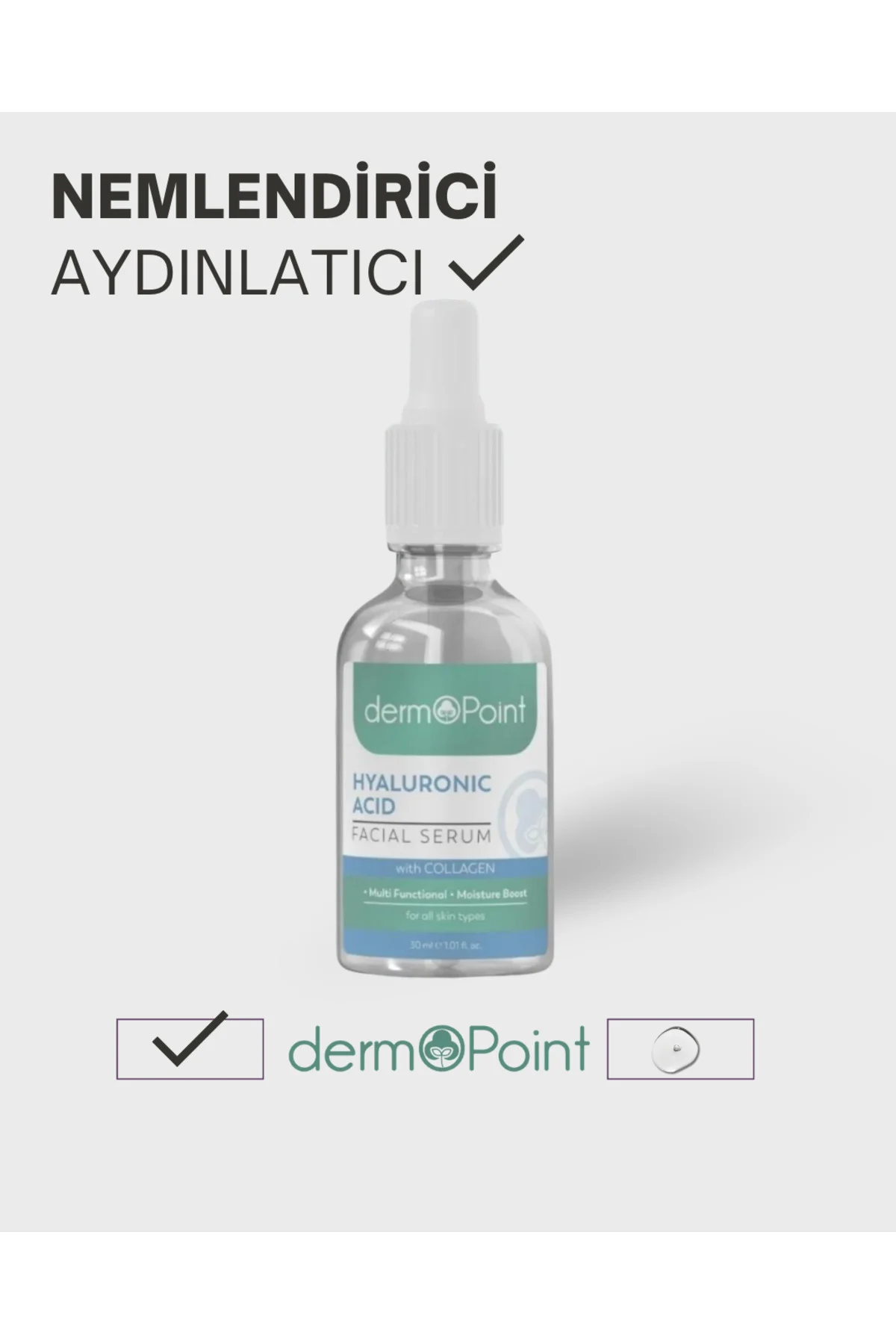 Canlandırıcı ve Aydınlatıcı Nem Bombası Kolajen + Hyalüronik Asit Cilt Serumu 30 ml