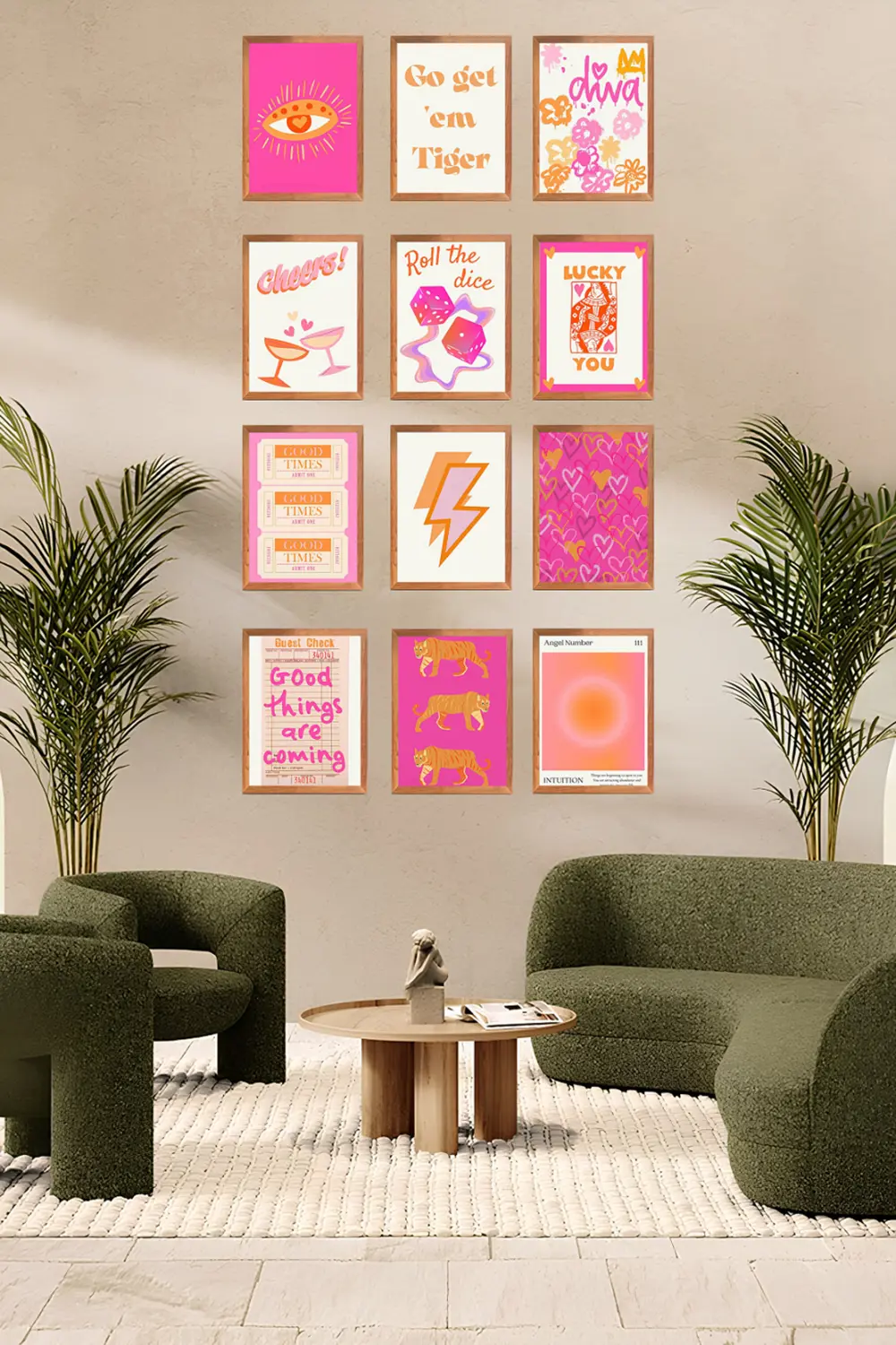 Canlı İfadeler Seti 12'Parça Çerçeve Görünümlü Modern MDF Tablo S