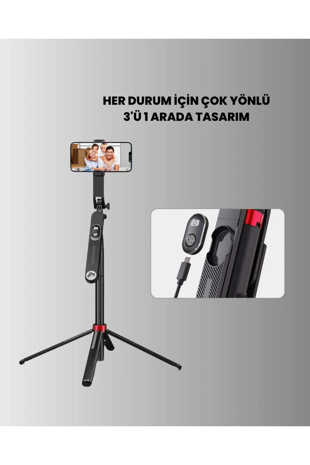 Canlı Yayın ve Fotoğraf İçin Tripodlu Telefon Tutucu - Lisinya