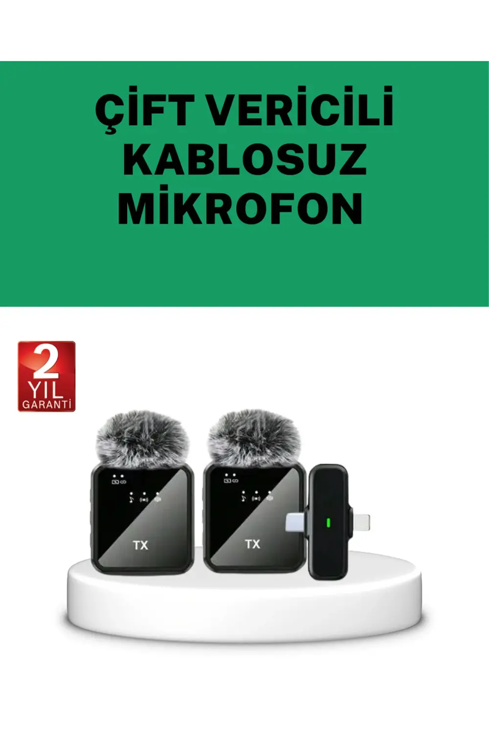 Canlı Yayın ve Video Çekimleri İçin Çiftli Kablosuz Yaka Mikrofon