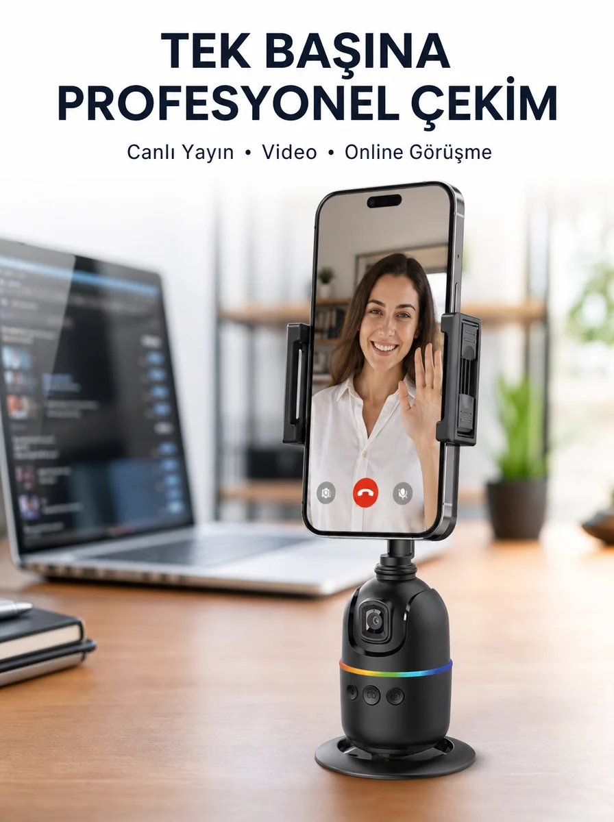 Canlı Yayın ve Video Çekimleri İçin Otomatik Yüz Takipli Masaüstü Gimbal Yeni Nesil Canlı Yayın ve Video Çekimleri İçin Otomatik Yüz Takipli Masaüstü Gimbal Yeni Nesil