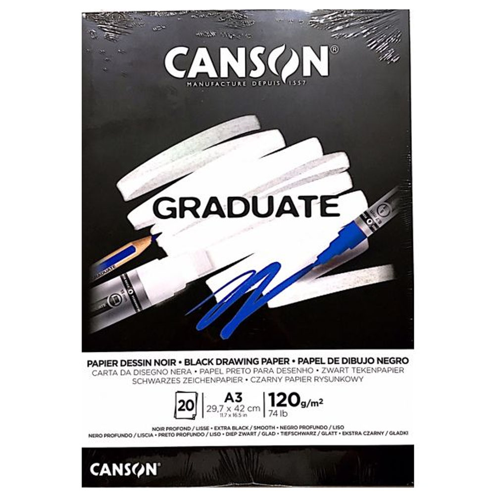 Canson Çizim Bloğu Graduate Cangrad Siyah 20 Syf A3 120 GR