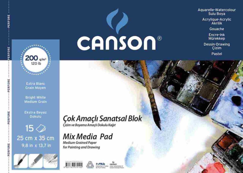 Canson Fınface 1557 Resim Blokları Çok Amaçlı 200 GR 25x35 15 YP