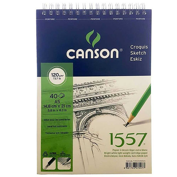 Canson Teknik Resim Defteri Blok Üstten Spiralli 40 YP A5 120 GR 