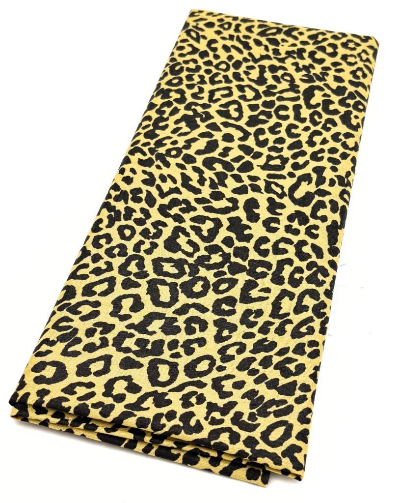 Çanta Aksesuar 120x50 cm Pamuklu Astarlık Kumaş Sarı-Siyah Leopar