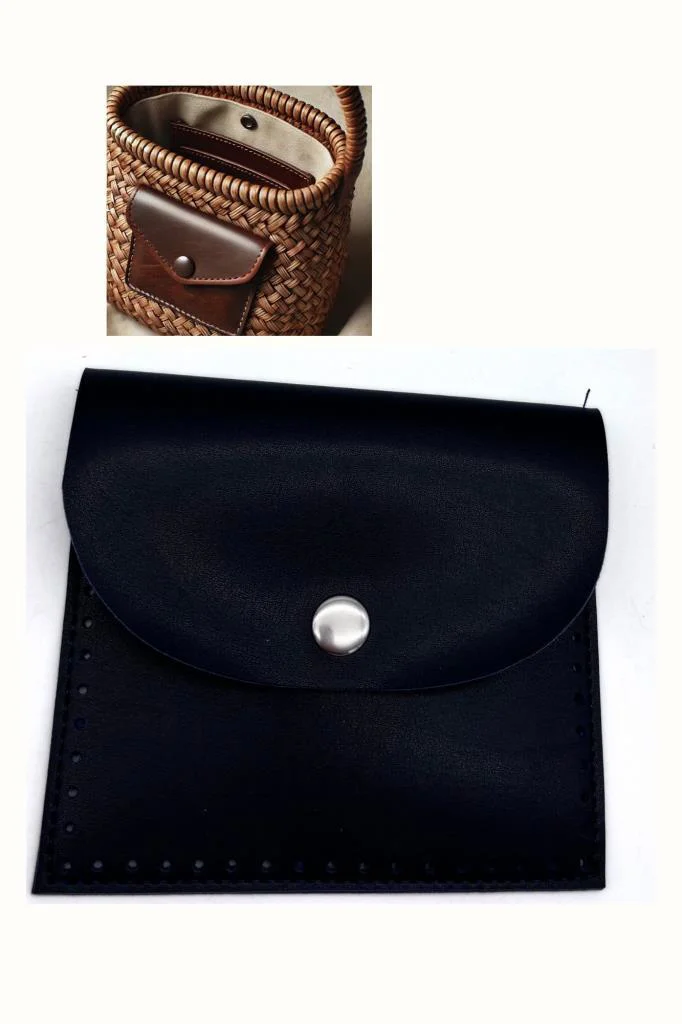 Çanta Aksesuar 14X12.5 cm cm Siyah Renk  Çıtçıtlı Suni Deri Cep
