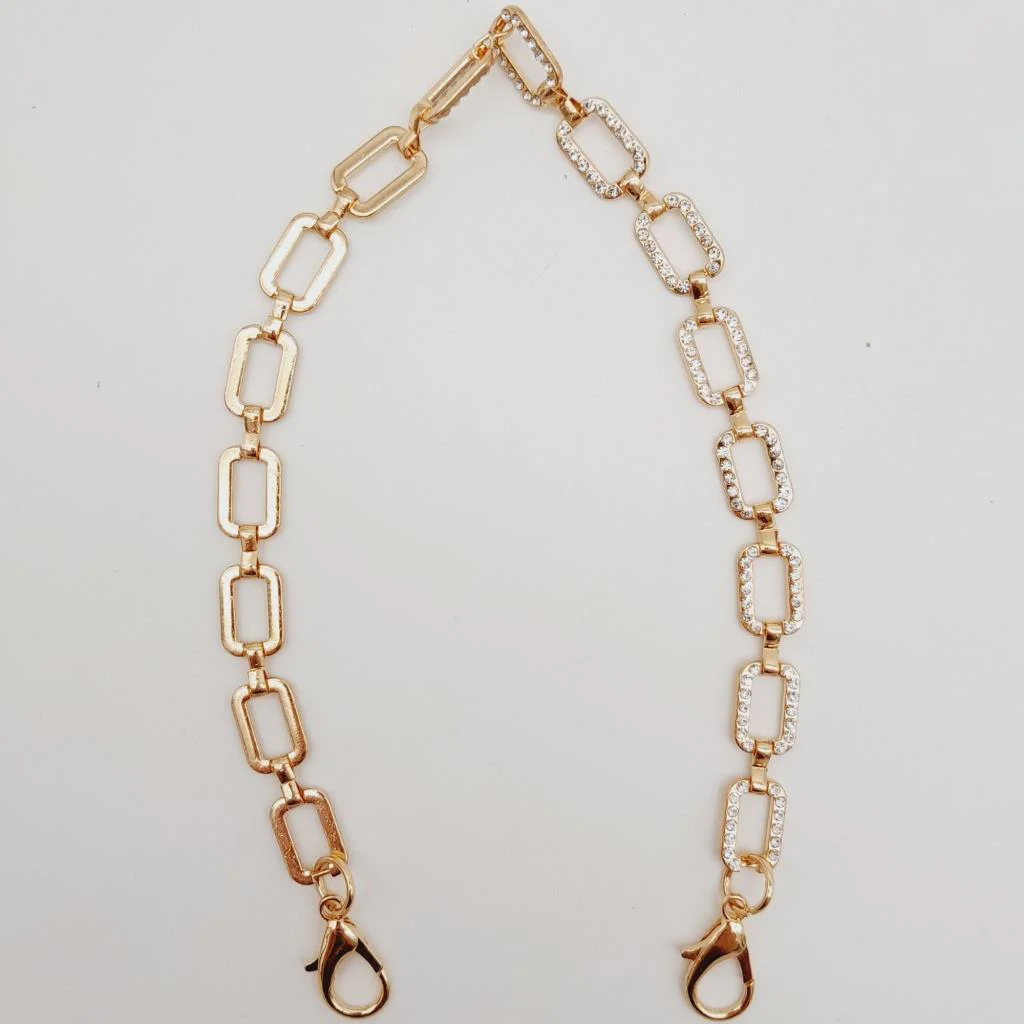Çanta Aksesuar 35 cm Light Gold Renk Taşlı Kancalı Çanta Zinciri