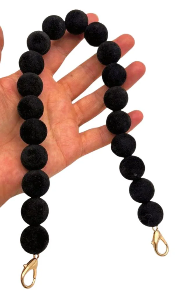 Çanta Aksesuar 40 Cm Kadife Siyah Renk Çanta Sapı Kancalı Light G