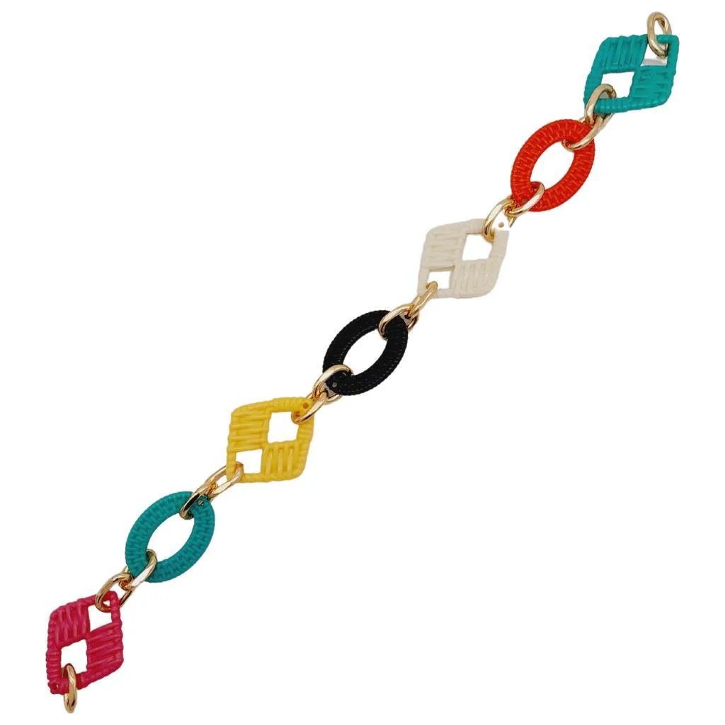Çanta Aksesuar 40 cm Akrilik Görünümlü Renkli Zincir Light Gold M