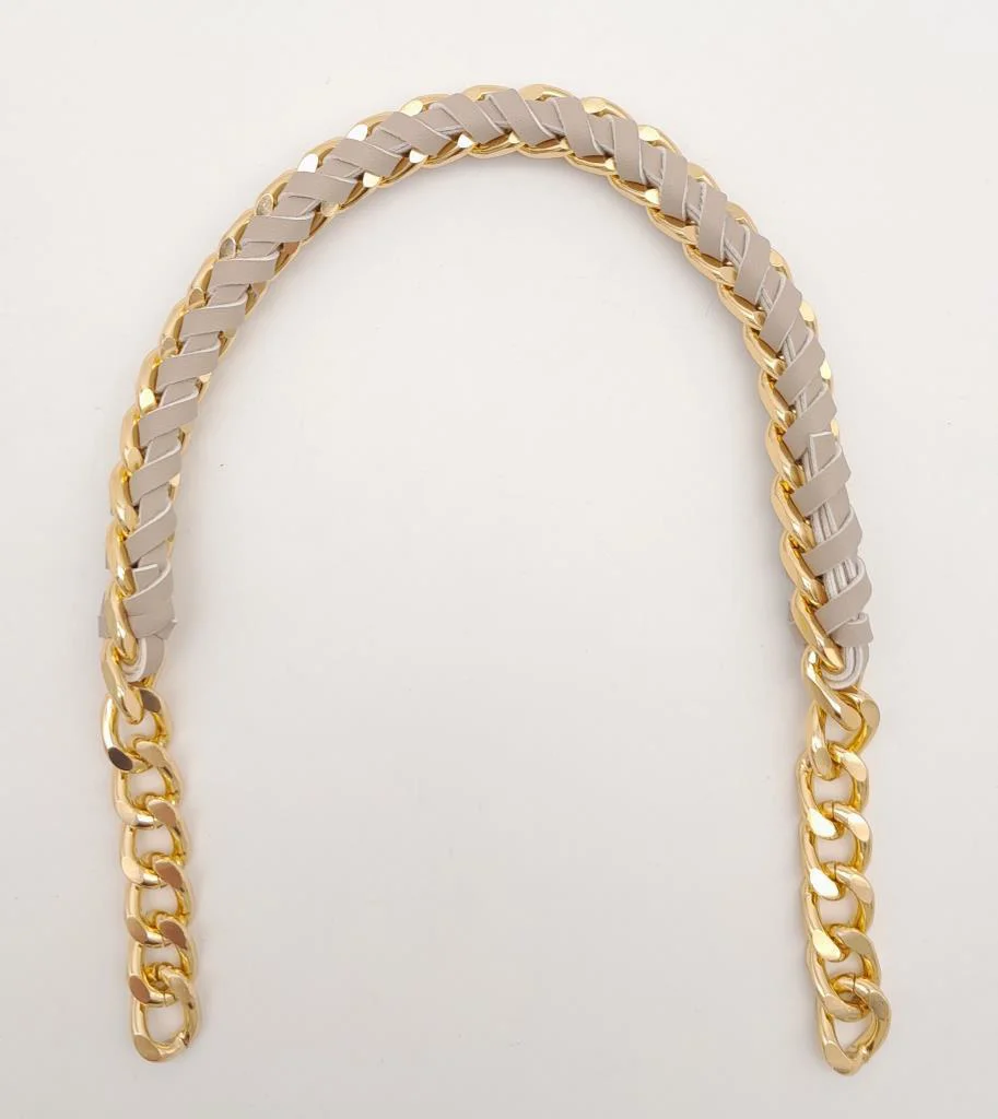 Çanta Aksesuar 40 cm Derili Zincir Bej Renk Light Gold Metalli