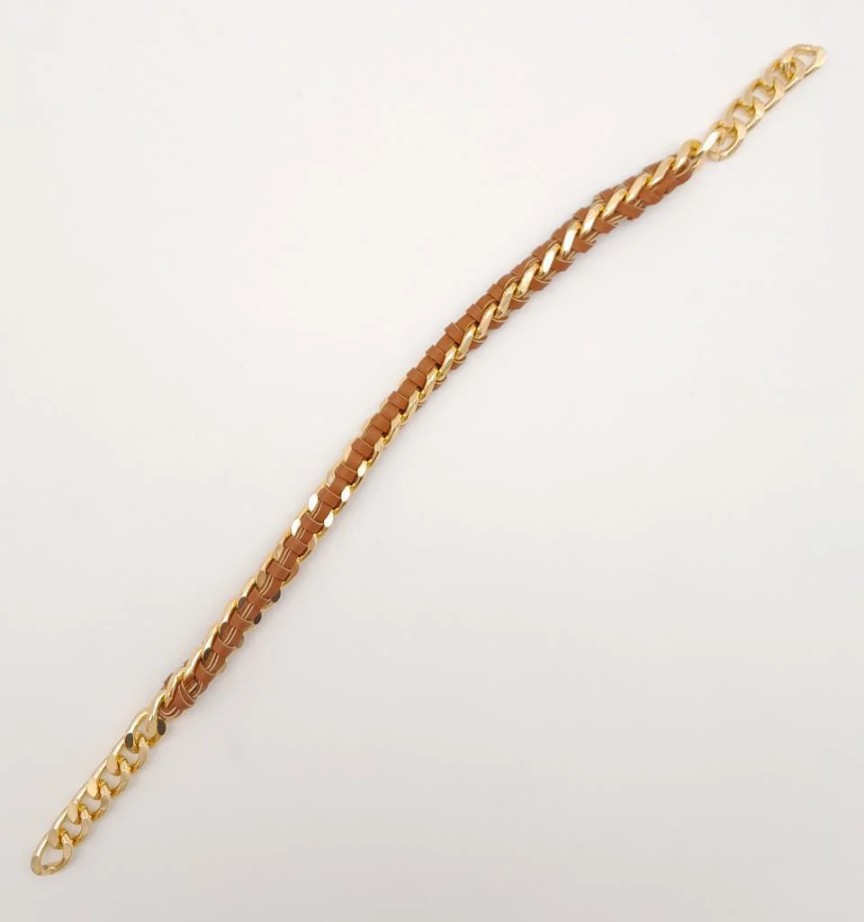 Çanta Aksesuar 40 cm Derili Zincir Taba Renk Light Gold Metalli