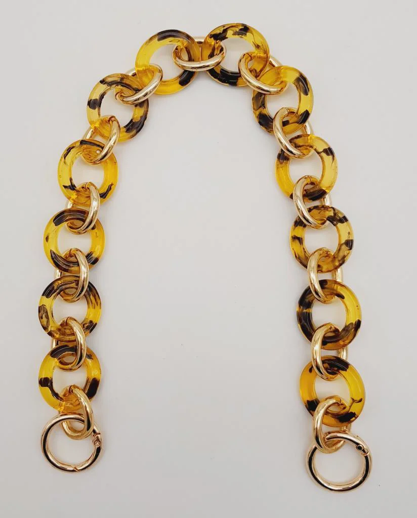 Çanta Aksesuar 43 cm Leopar Desen Yaylı Halkalı Akrilik Zincir