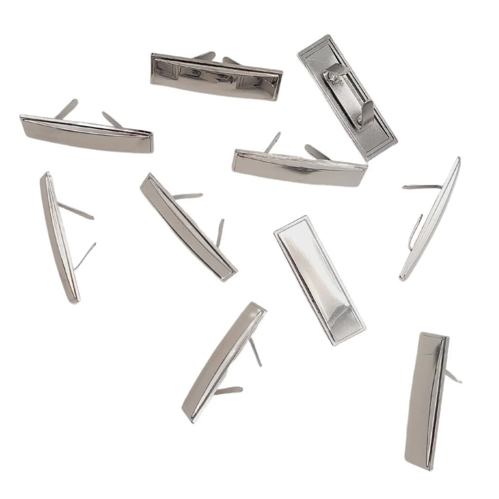 Çanta Aksesuar 4.8x1.4 cm Metal Etiket Plaka Süs Gümüş Renk 10 Ad