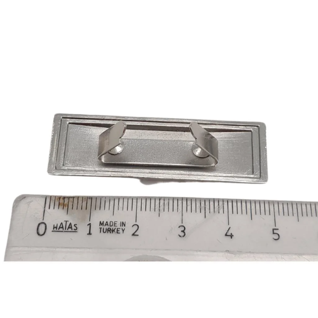 Çanta Aksesuar 4.8x1.4 cm Metal Etiket Plaka Süs Gümüş Renk 10 Ad