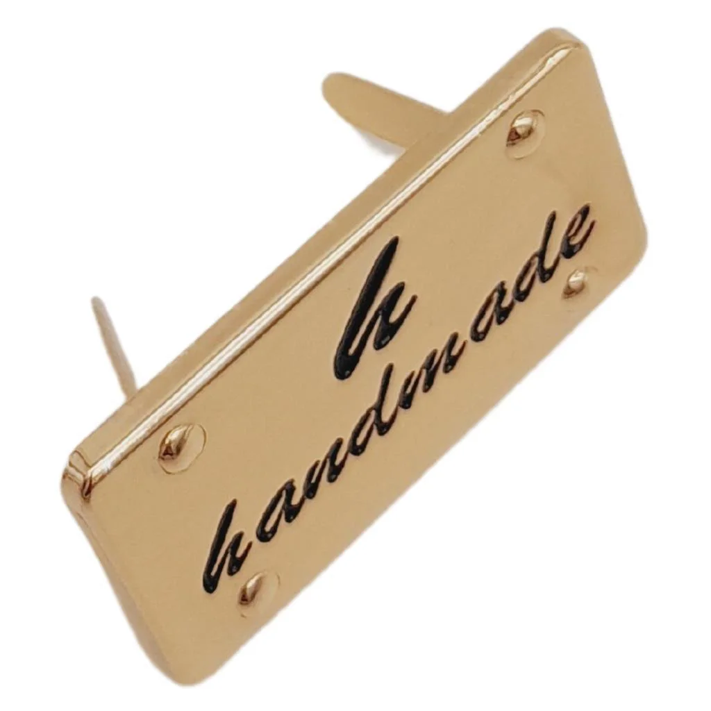 Çanta Aksesuar Handmade Yazılı Metal Etiket 3.7x2 cm Plaka Süs Li