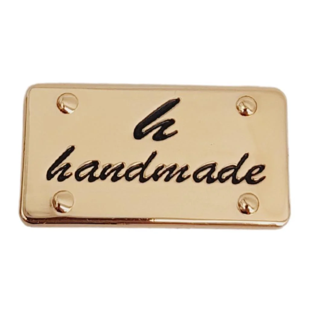 Çanta Aksesuar Handmade Yazılı Metal Etiket 3.7x2 cm Plaka Süs Li