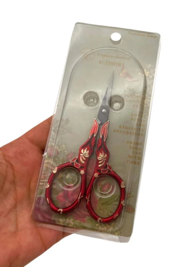 Çanta Aksesuar  Kırmızı Renk Vintage Makas 11 cm