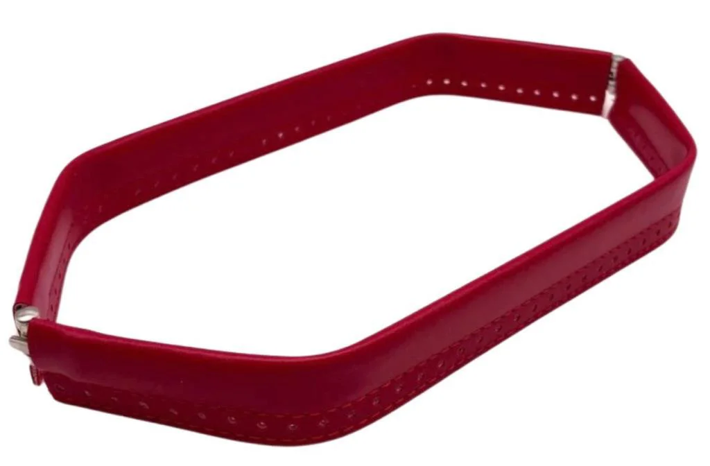 Çanta Aksesuar Kırmızı Renk Derili Metal Çanta Ağzı 33 Cm