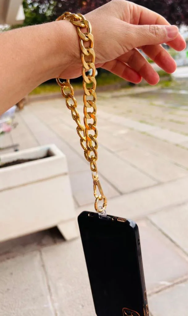 Çanta Aksesuar Light Gold Renk Telefon Bilek Askısı, Telefon Zinc
