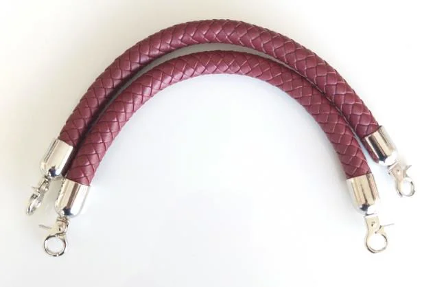 Çanta Aksesuar Örme Çanta Sapı Kısa Gümüş Metalli Bordo