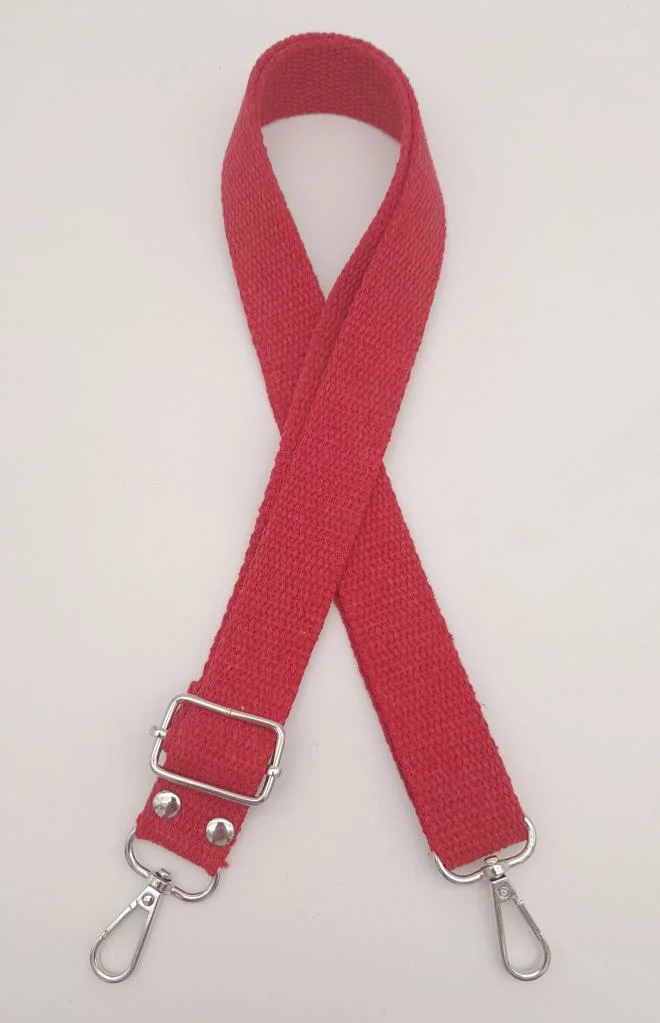 Çanta Aksesuar Pamuklu Kolon 120X3 Cm Kırmızı Gümüş Metalli
