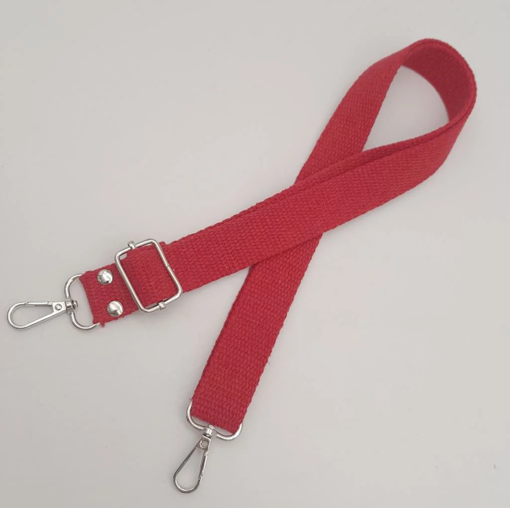 Çanta Aksesuar Pamuklu Kolon 120X3 Cm Kırmızı Gümüş Metalli
