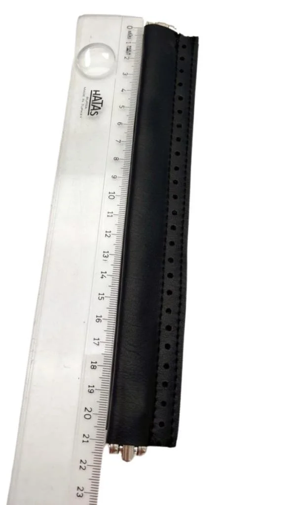 Çanta Aksesuar Siyah Renk Derili Metal Çanta Ağzı 22 Cm (Gizli Bu