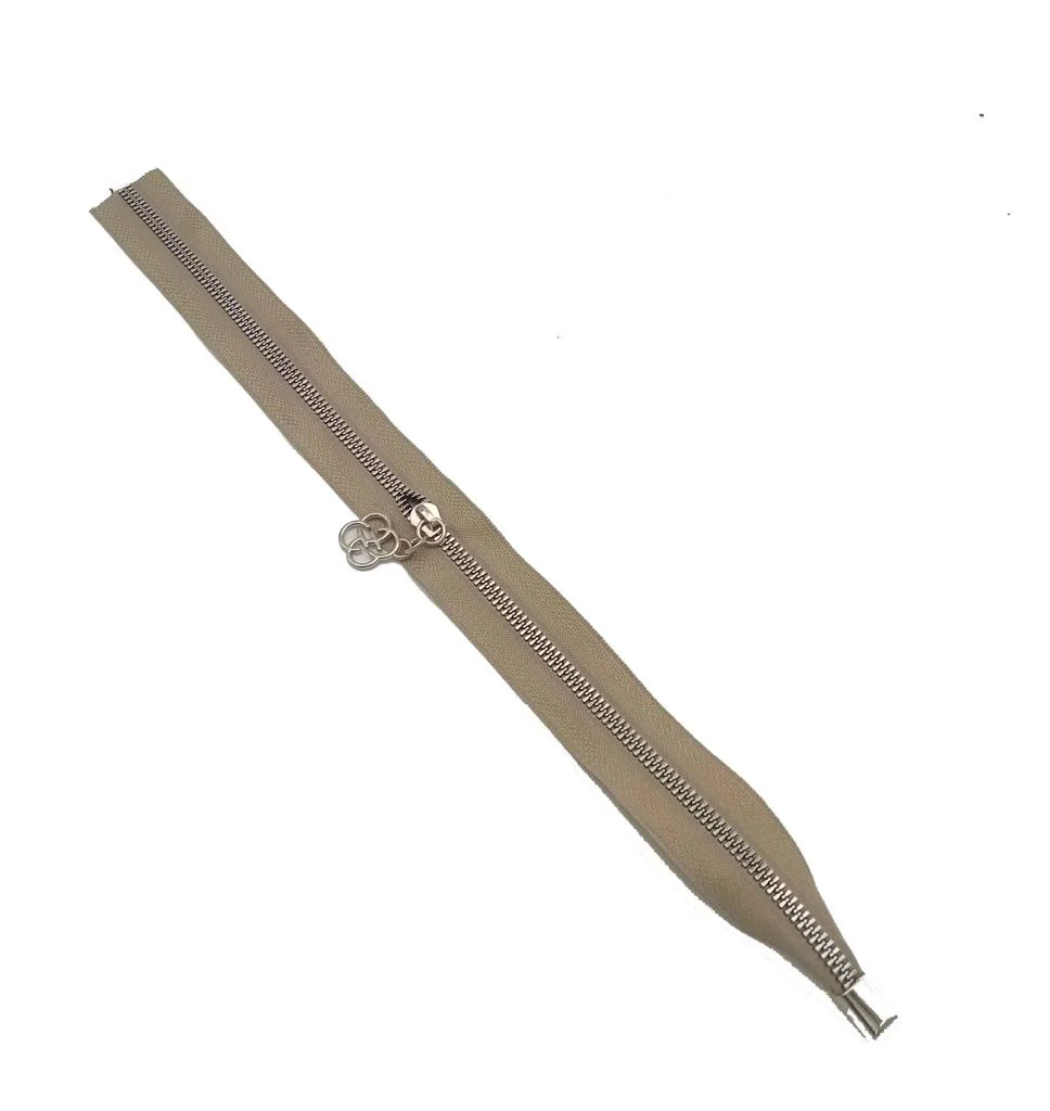 Çanta Aksesuar Tek Stoplu 45 Cm Fermuar Gümüş Metal Bej Renk
