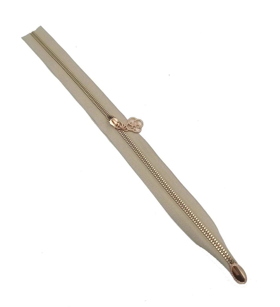 Çanta Aksesuar Tek Stoplu 45 Cm Fermuar Light Gold Metal Bej