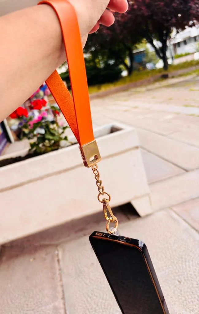 Çanta Aksesuar Turuncu Renk  Telefon Bilek Askısı, Telefon Zincir