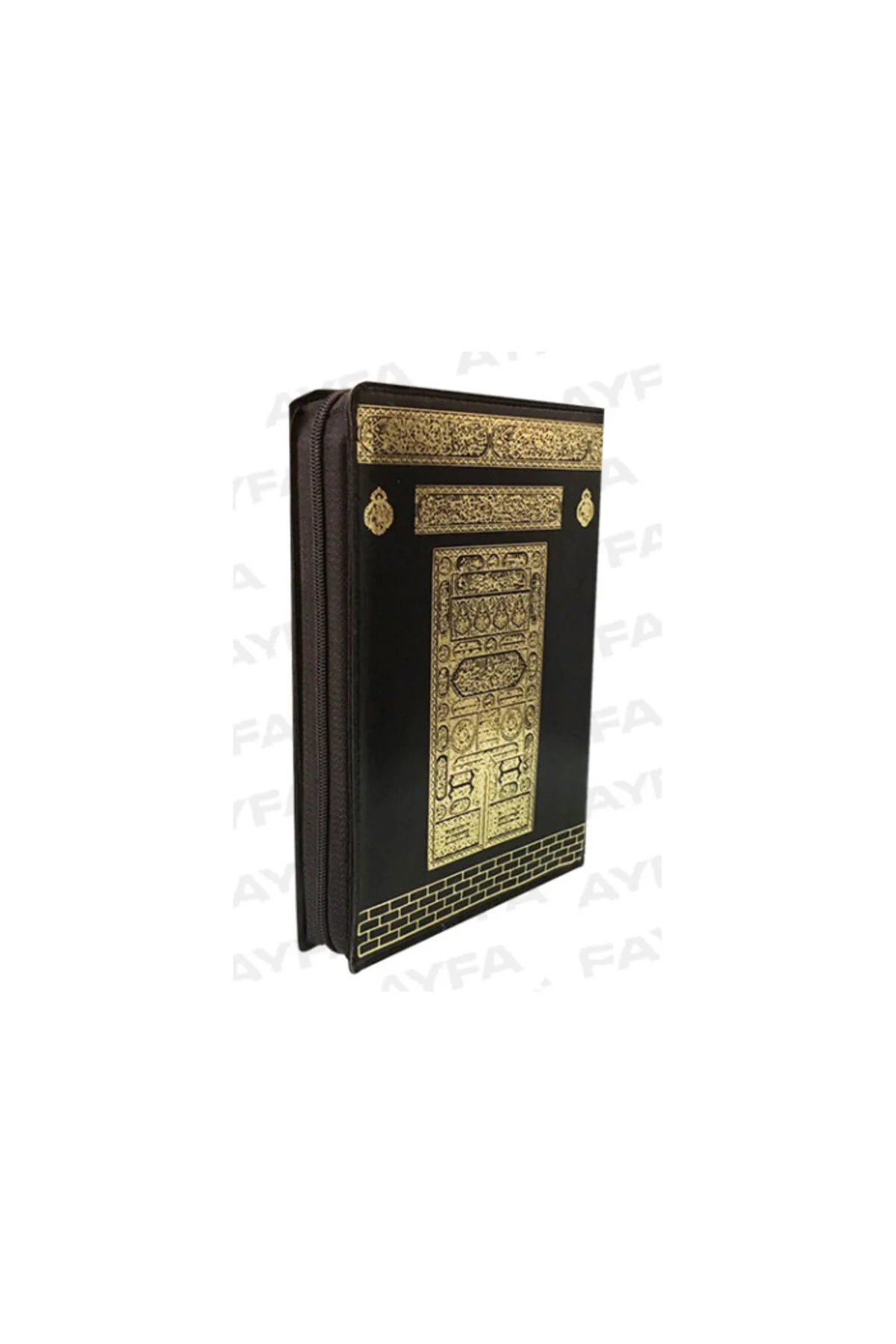 Çanta Boy Fermuarlı Kılıflı Kur'an-ı Kerim Kabe Desenli (12 X 16 