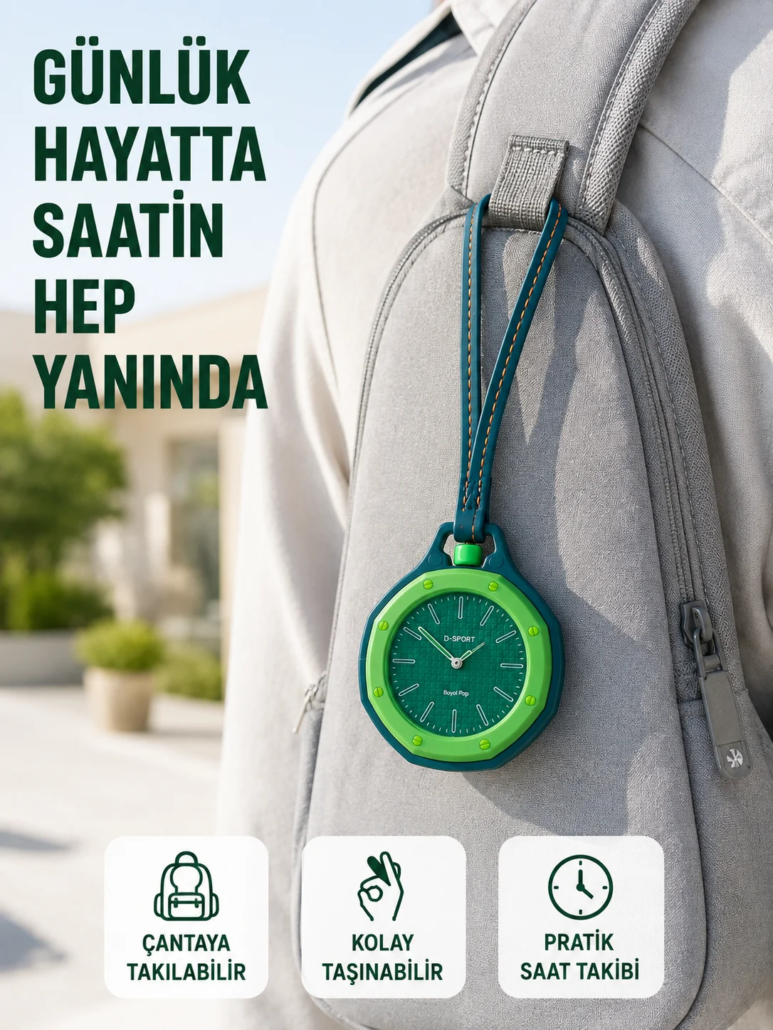 Çanta Charmı Askılı Analog Taşınabilir Saat Günlük Aksesuar Yeşil Fiyatı, Yorumları ve Özellikleri
