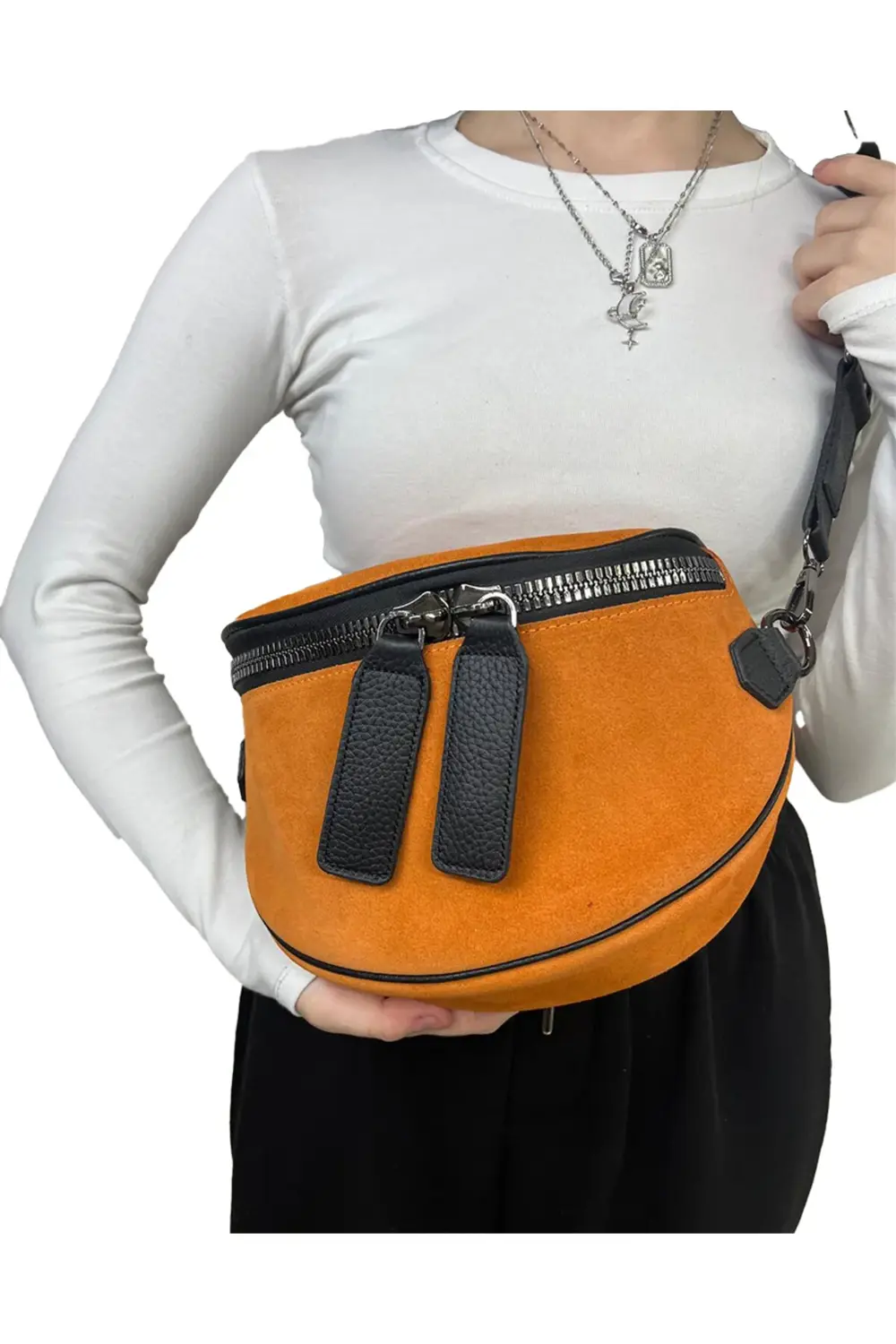 ÇANTA ORANGE 100% Gerçek deri bel çantası (bady bag)