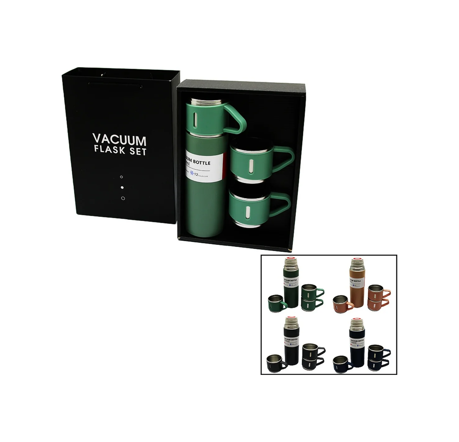Çantalı 500ml 3 Parça Bardaklı Çelik Termos Seti 5224 Diğer