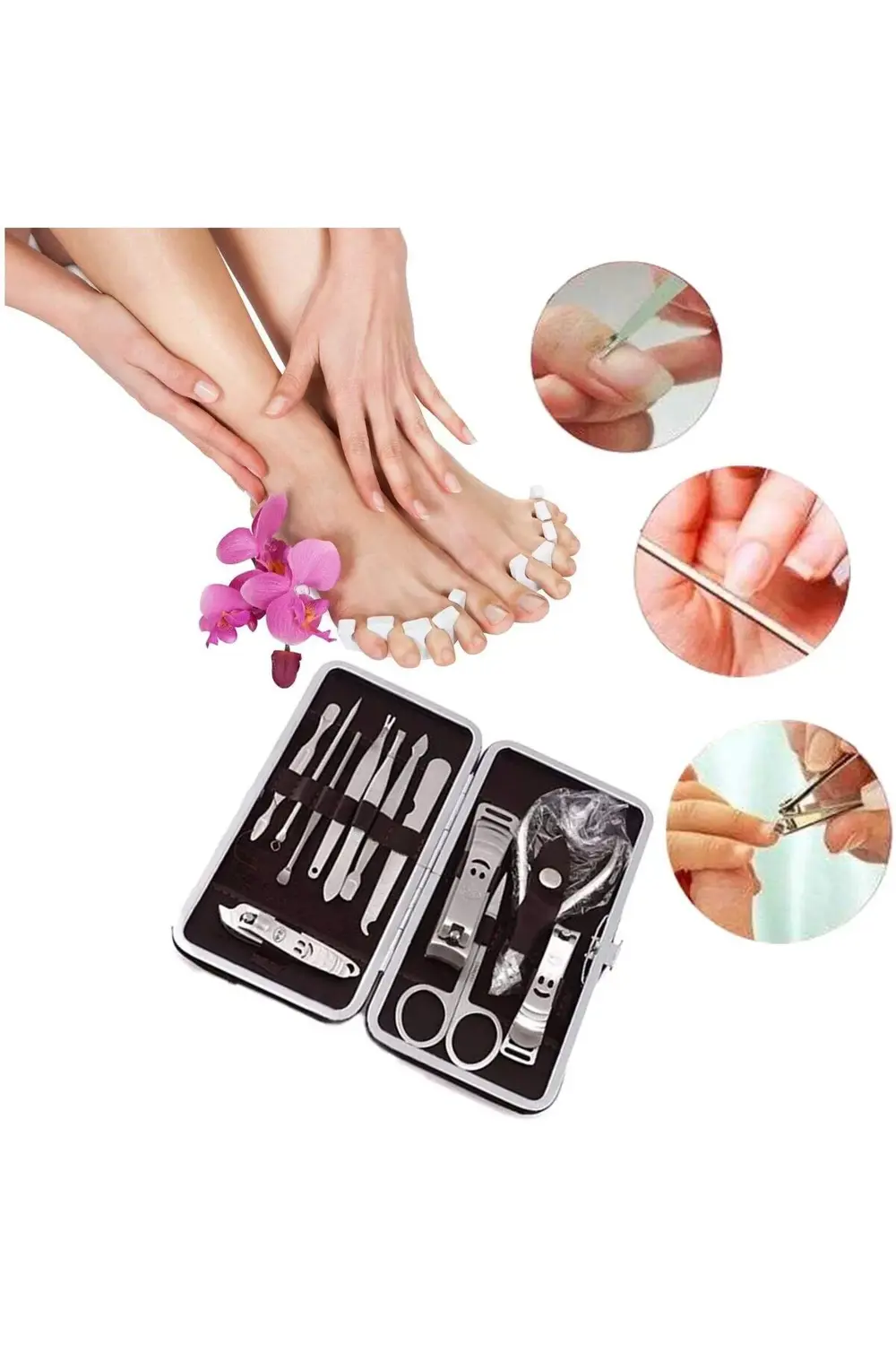 Çantalı Manikür Pensi Profesyonel ve Manikür Pedikür Seti 13 Parç