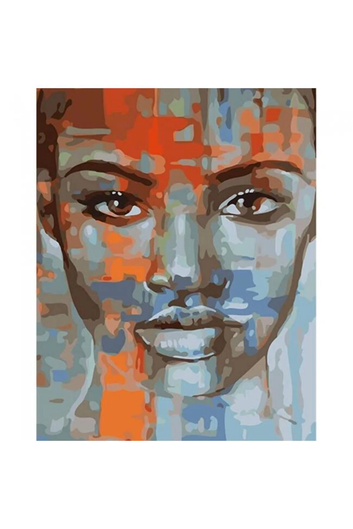 Canvas Afrikalı Güzel 3 Sayılarla Boyama Seti KASNAKLI ÇERÇEVELİ