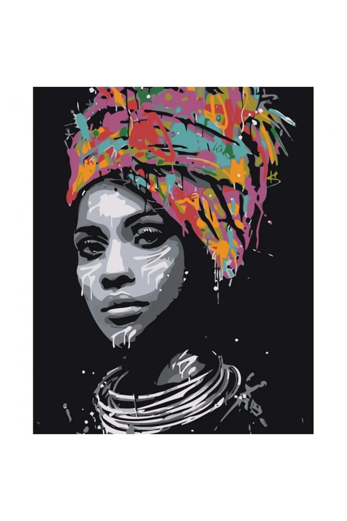 Canvas Afrikalı Güzel 1 Sayılarla Boyama Seti KASNAKLI