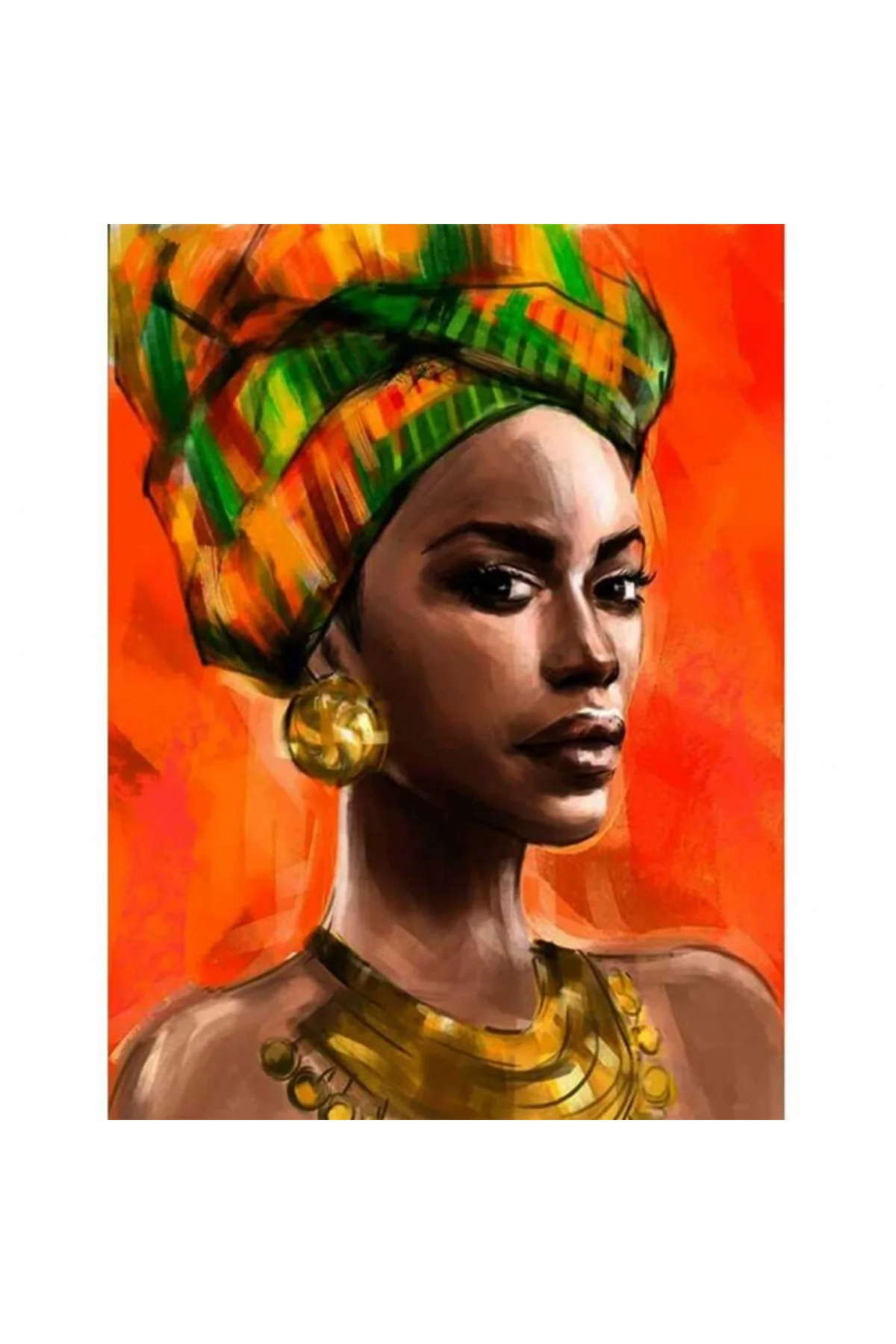 Canvas Afrikalı Güzel 7 Sayılarla Boyama Seti KASNAKLI DUVARA ASI