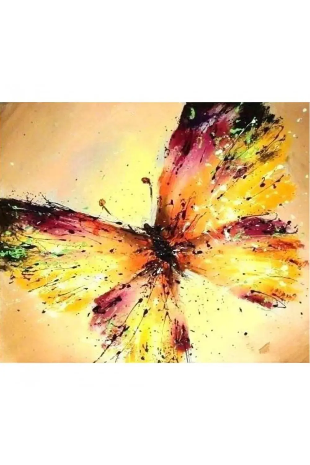 Canvas Altın Kelebek Sayılarla Boyama Seti KASNAKLI DUVARA ASILAB