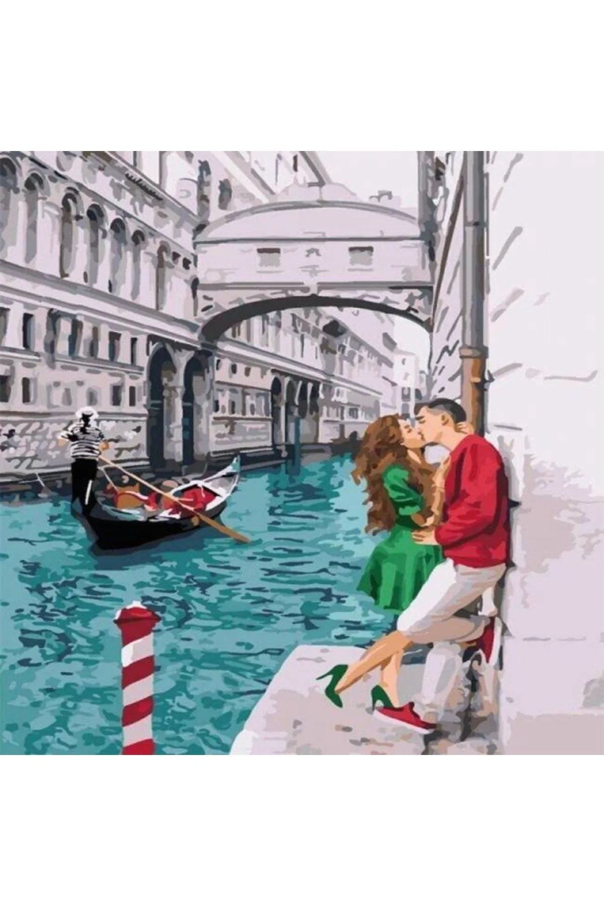 Canvas Aşık Olan Çiftler Sayılarla Boyama Seti Kasnaklı 90 X 110 