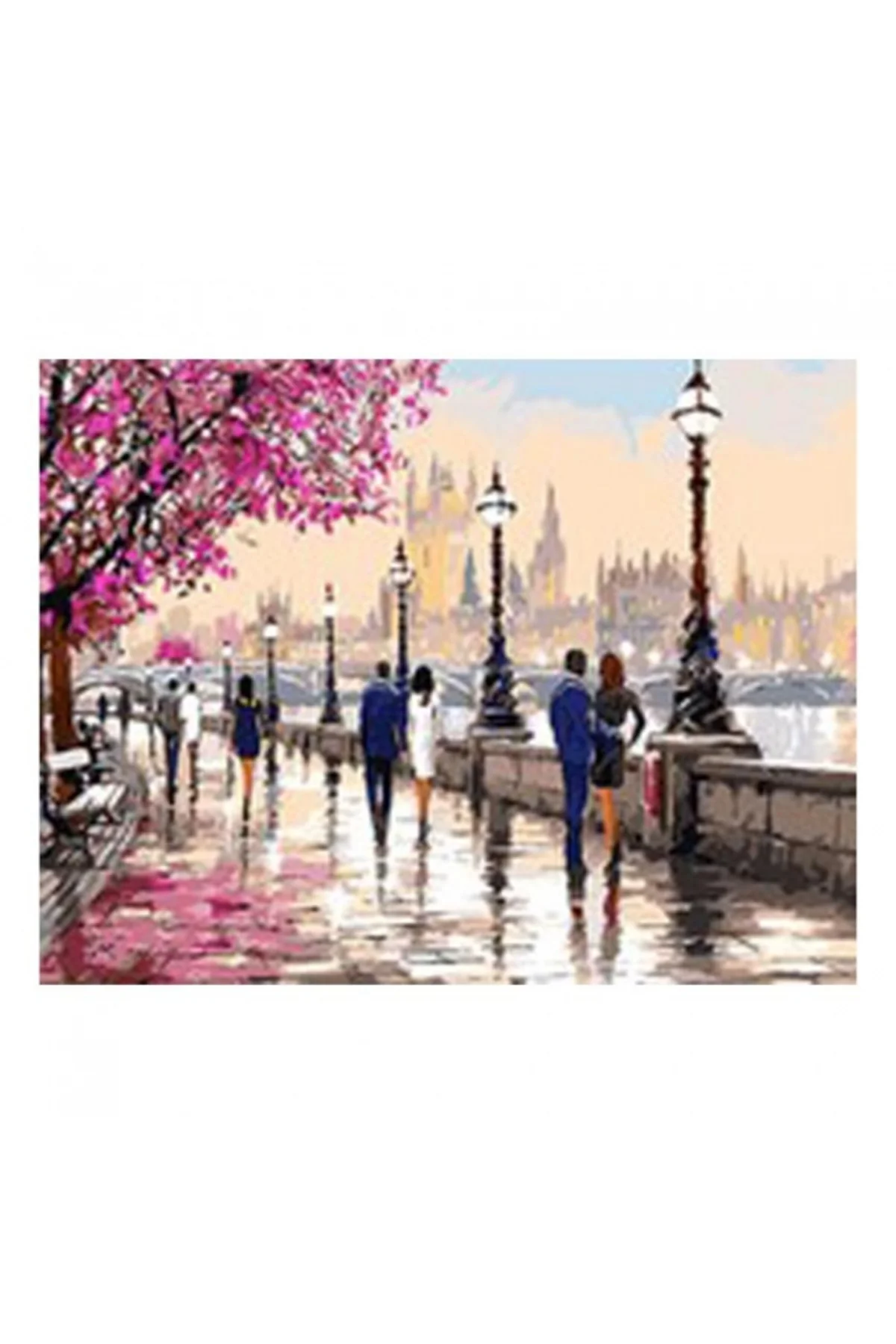 Canvas Aşıklar Yolu Sayılarla Boyama Seti  Kasnaklı 90 x 110 cm
