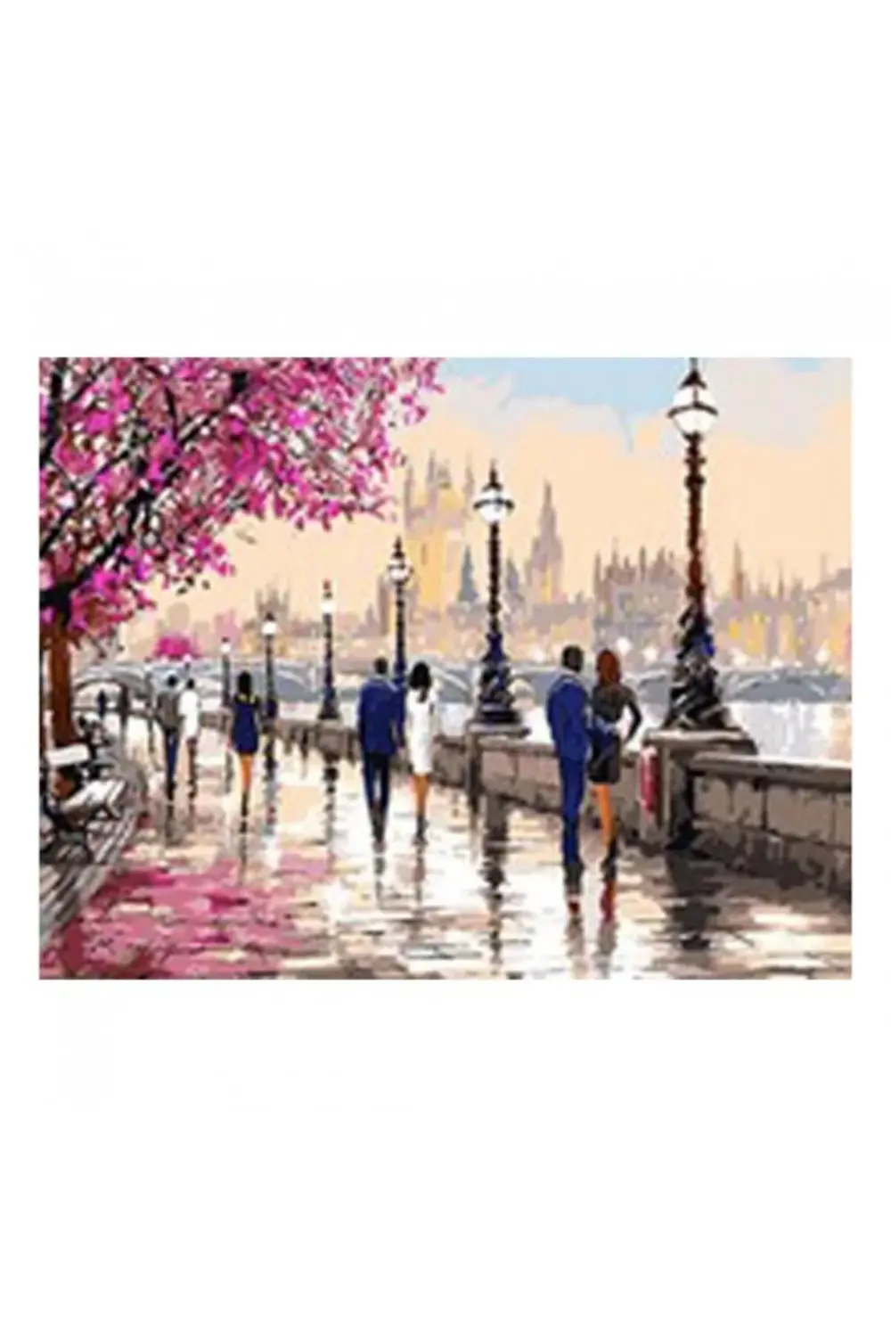 Canvas Aşıklar Yolu Sayılarla Boyama Seti KASNAKLI ÇERÇEVELİ